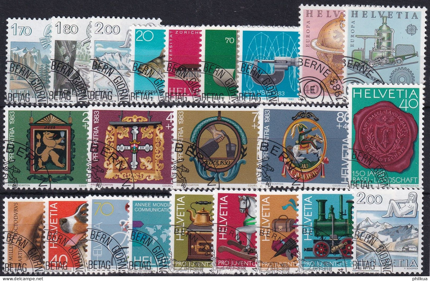 Jahresserie 1983 Schweiz, Michel 1242 - 1264 Alle Mit Einheitlichem ET-Eckstempel - Collections