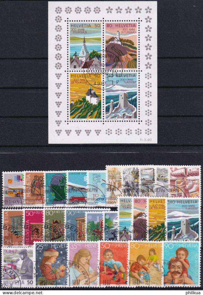 Jahresserie 1987 Schweiz, Michel 1335 - 1363 Alle Mit Einheitlichem ET-Eckstempel - Collections