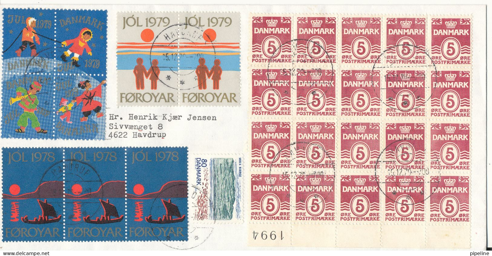 Denmark Cover Havdrup 14-12-1979 With A Lot Of Danish And Faroe Islands Christmas Seals - Brieven En Documenten