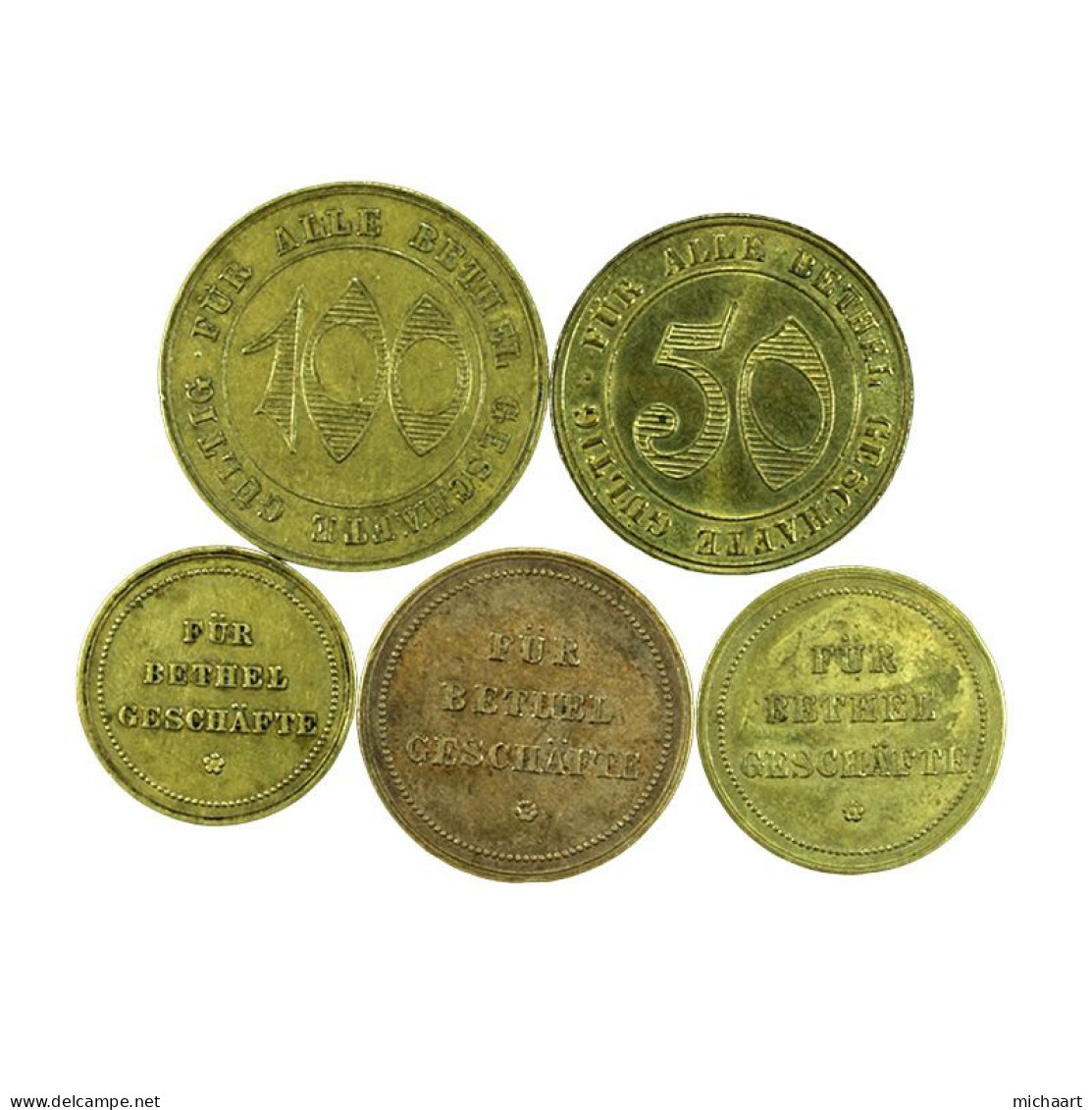 Token Bielefeld Bethel Shops Lot Of 5 Germany 5 10 50 100 Pfennig 03755 - Monétaires/De Nécessité