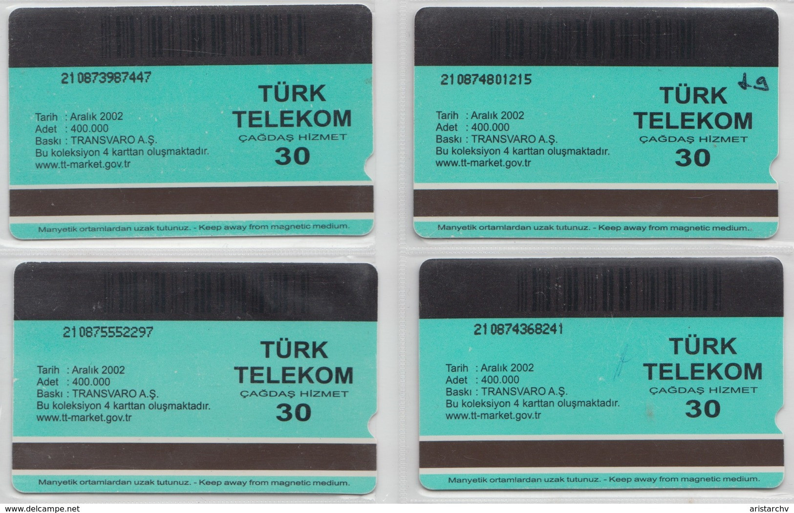 TURKEY 2002 TURKISH ARTS KULTUR BAKANLIGI FLOWER TULIP PUZZLE SET OF 4 PHONE CARDS - Puzzles