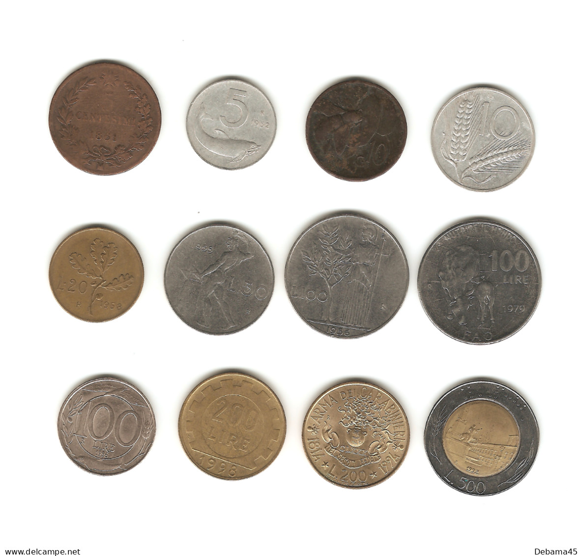 133/ Lot Italie : 12 Monnaies (toutes Différentes) - Andere & Zonder Classificatie