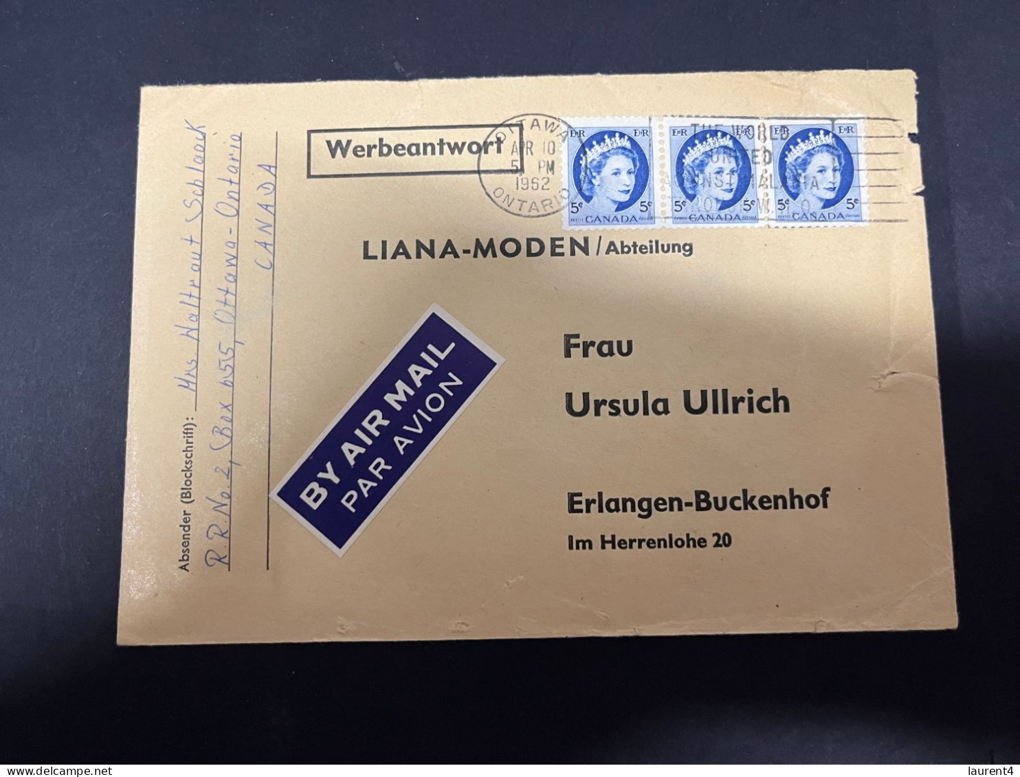 5-11-2023 (1 V 24) Canada Cover Posted To Germany (1962) 1 Cover - Covers & Documents