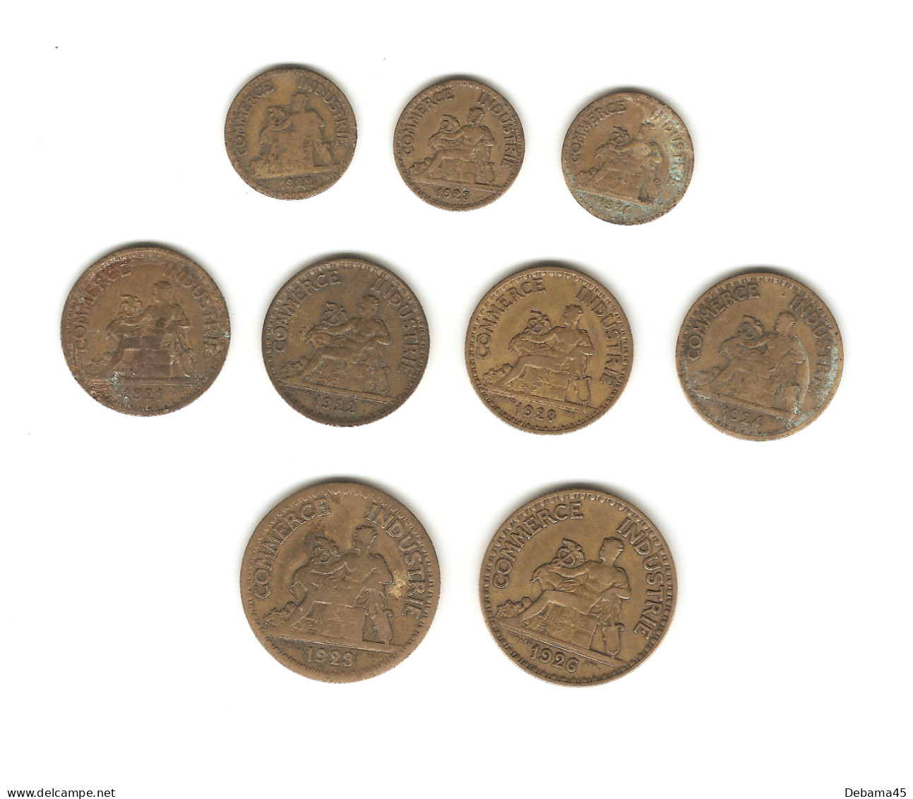 135/ France : Chambre De Commerce : 9 Pièces : 50 Cts, 1 Et 2 Francs (dont 2 Francs 1926 Un Peu Plus Rare) - Autres & Non Classés