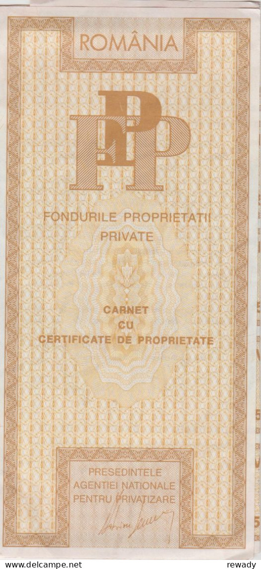 Romania - FPP - Carnet Cu Certificate De Proprietate - Autres & Non Classés