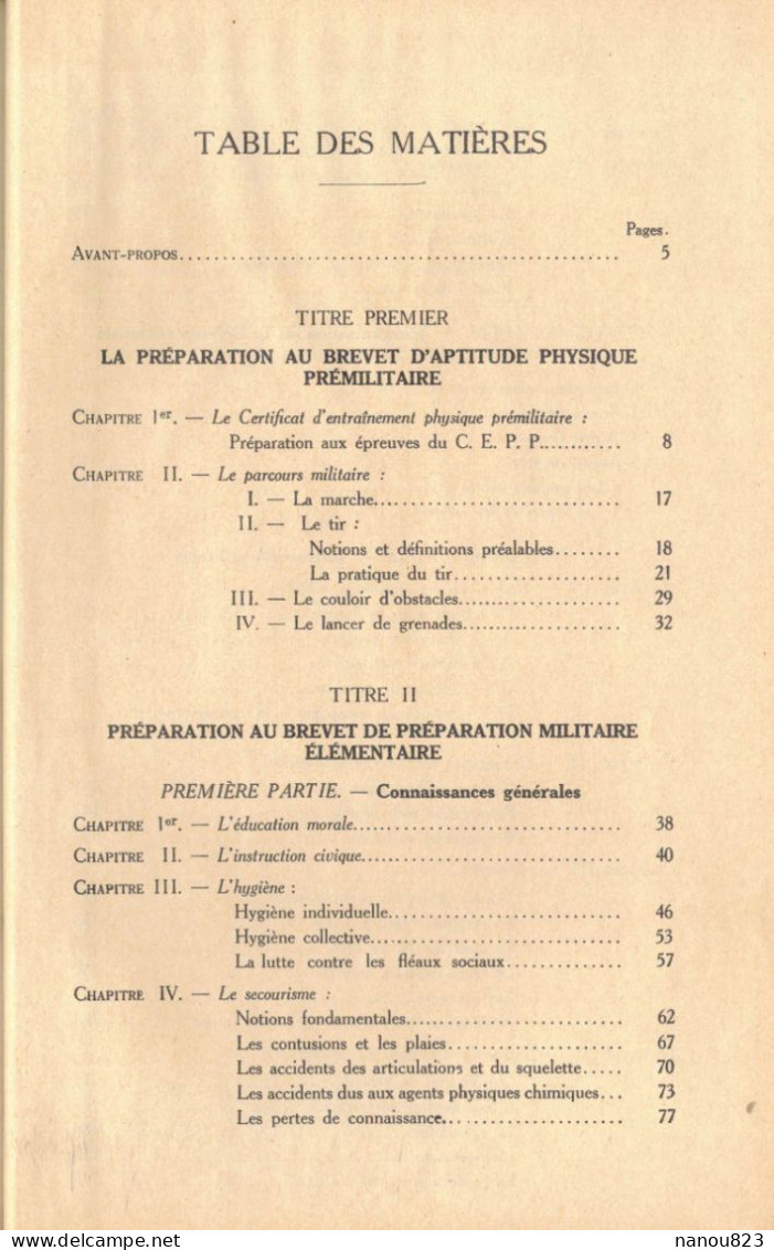 1954 MILITARIA LIVRE FICHES PREMILITAIRES SECOURISME ORIENTATION TOPOGRAPHIE TIR LANCER GRENADES MAUSER LANCE ROQUETTES