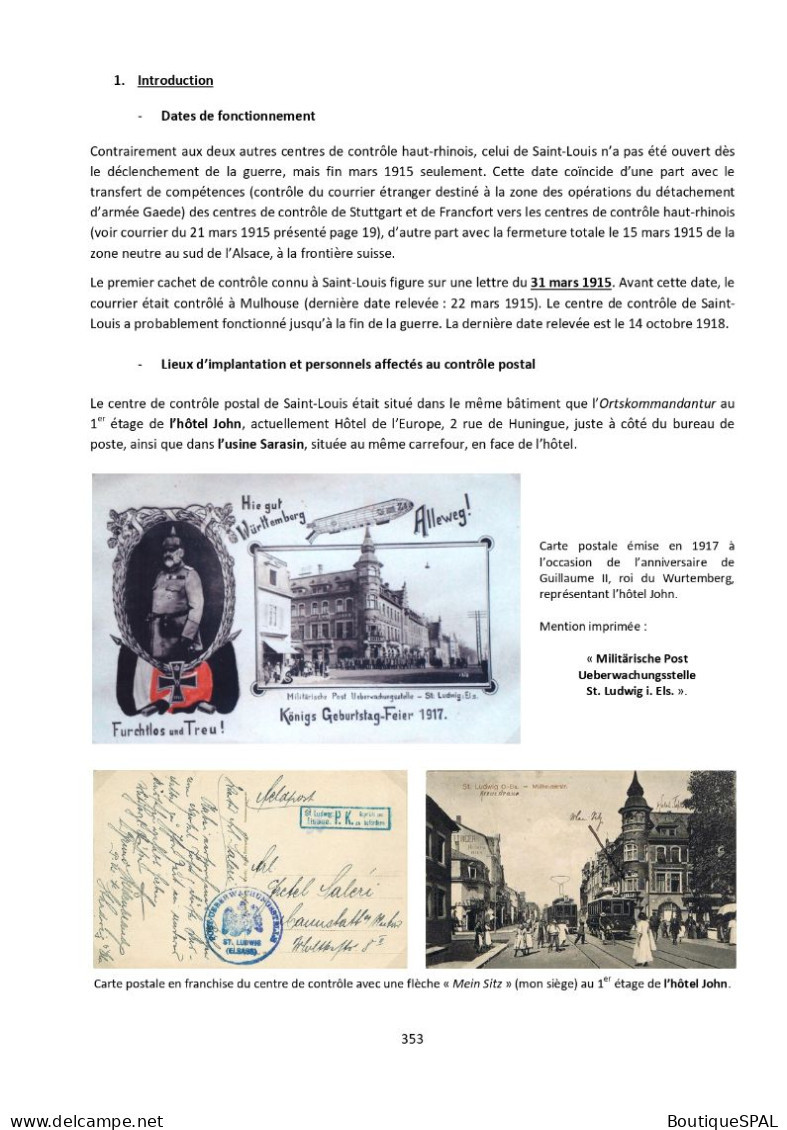 Contrôle Postal Allemand En Alsace - Lorraine 1914-18 - Postüberwachung Elsass Lothringen 1. WK - Censure Zensur Censor - Francia