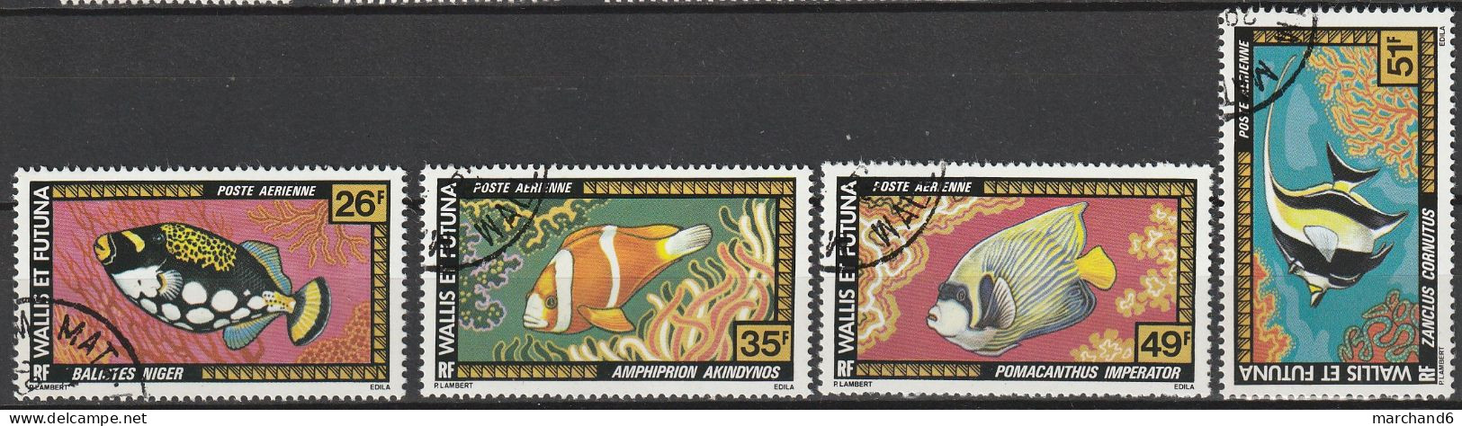 Wallis Et Futuna Faune Poissons Aérien N°76/79 Oblitéré - Used Stamps