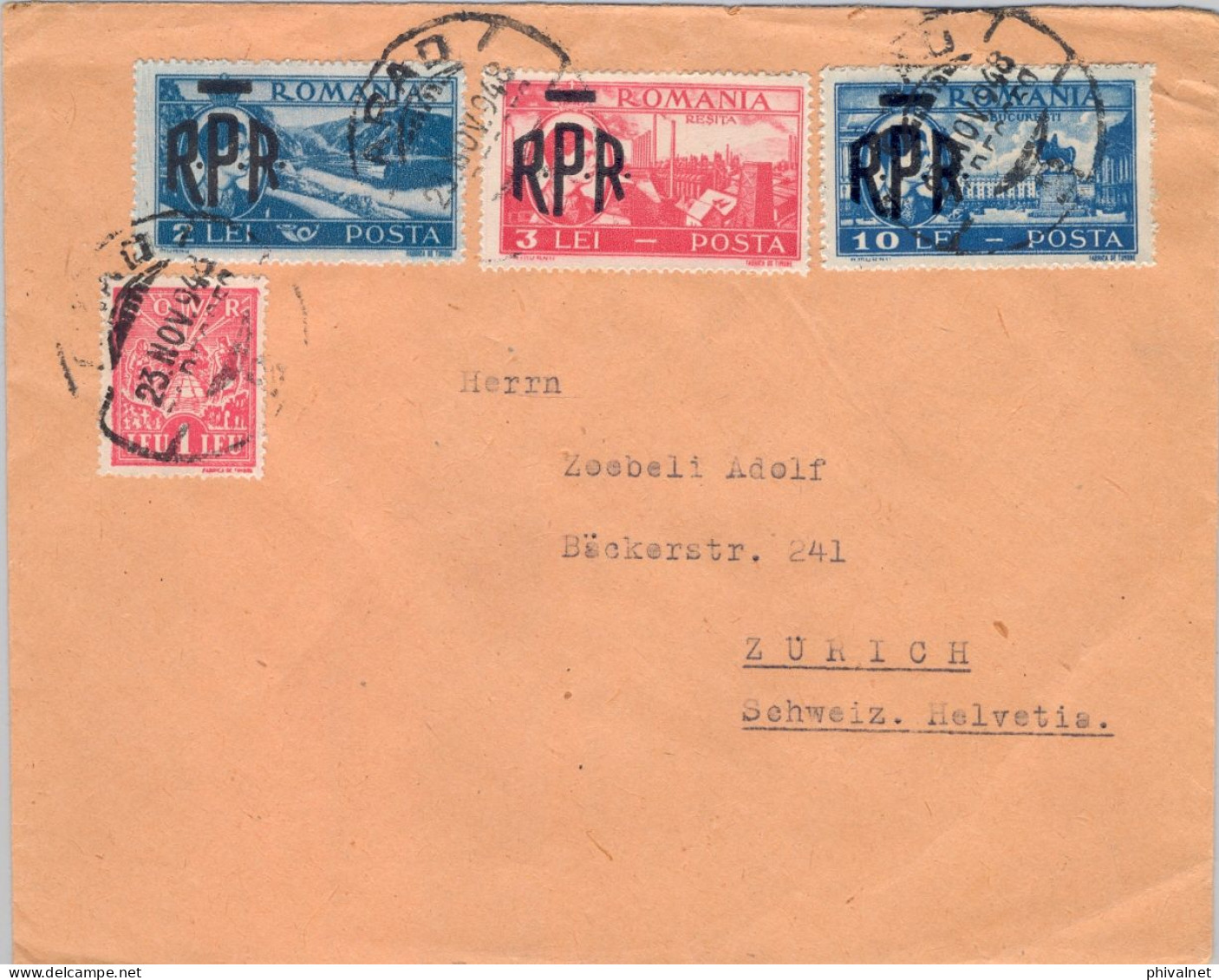 1948 RUMANIA / ROMANIA , SOBRE CIRCULADO , ARAD - ZÜRICH - Lettres & Documents