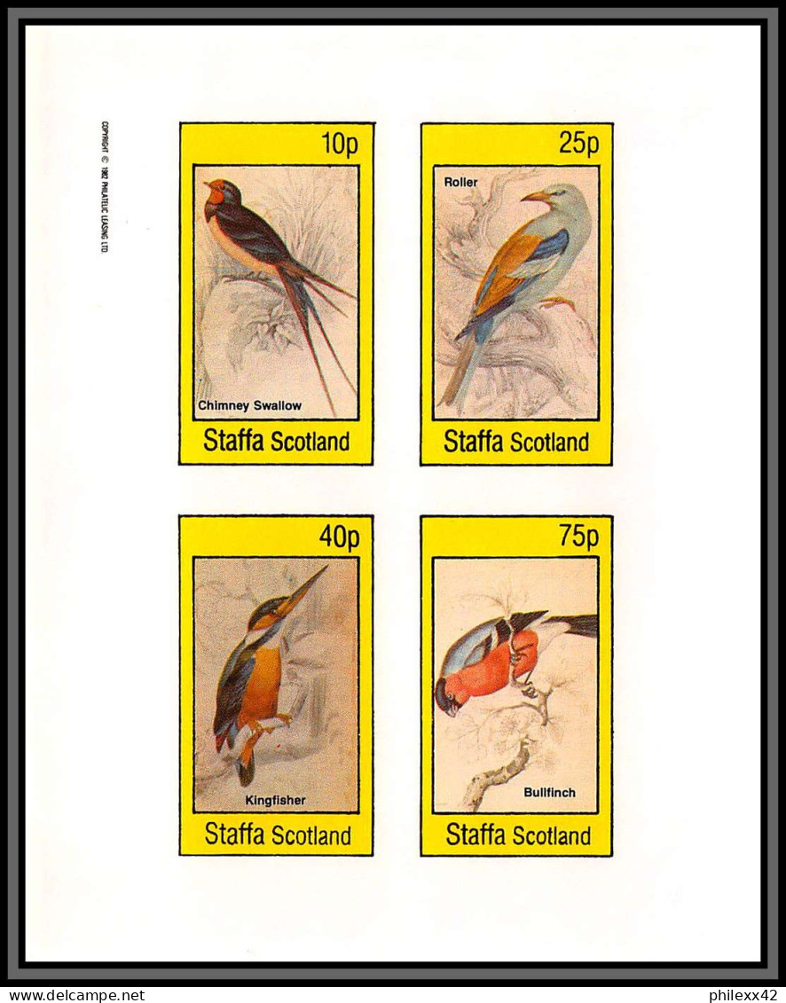 80866 Staffa Scotland  Swallow Bullfinch Kingfisher Roller ** MNH  Oiseaux (birds) 1996 Non Dentelé Imperf - Werbemarken, Vignetten