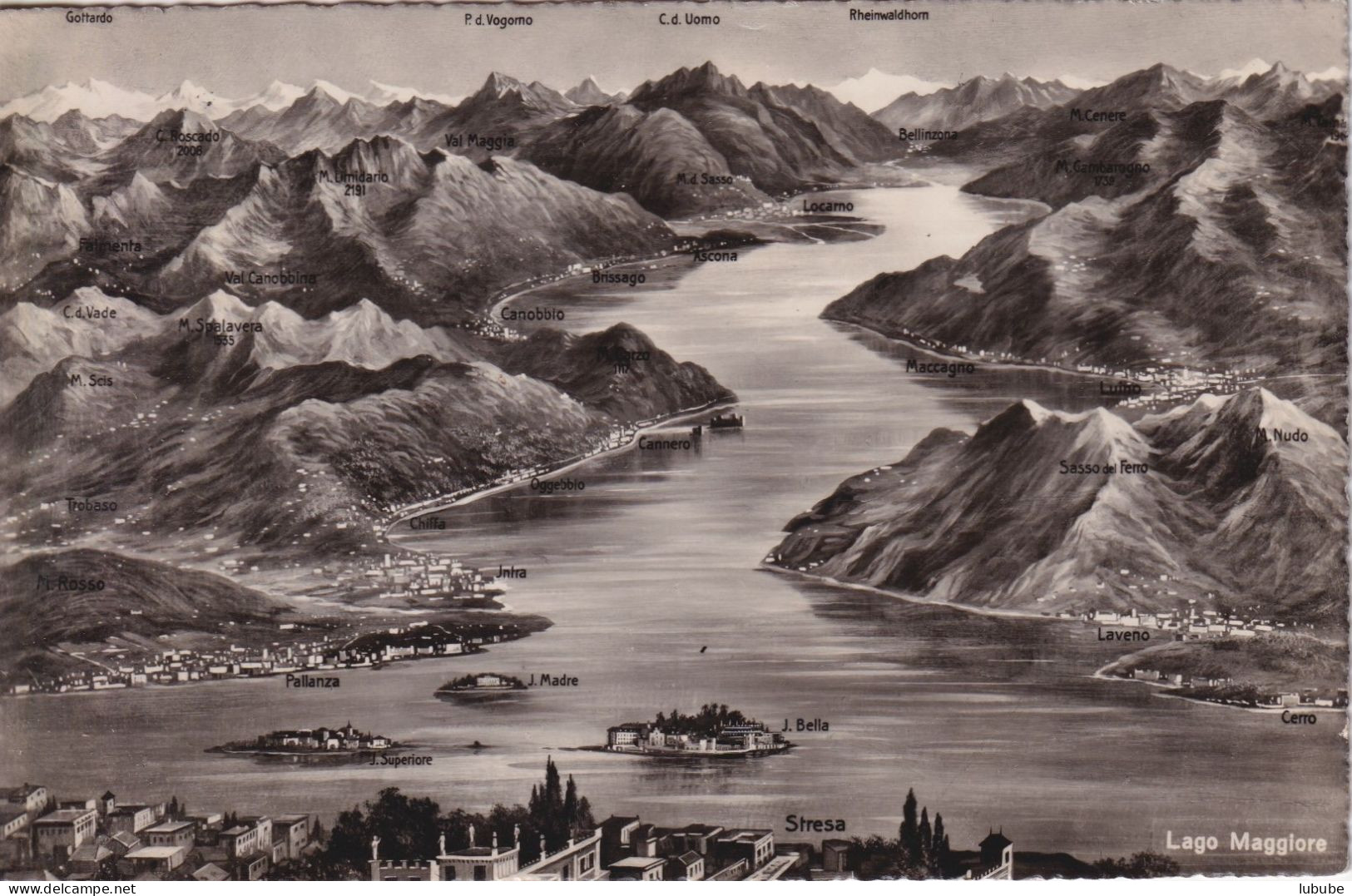 Lago Maggiore - Panoramakarte Von Stresa Aus Gesehen       Ca. 1950 - Tresa