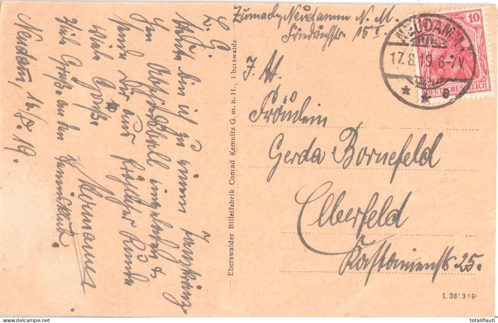 NEUDAMM Neumark Gruß Aus Rudolf Küglers Gesellschaftshaus U Festsäle Belebt 17.8.1919 Gelaufen - Neumark