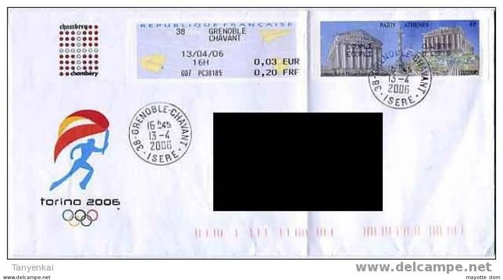 FRANCEVignette LISA Paris Athenes 2004 Ecopli 0,45 Double Sur Lettre Voyagé Cover - 1999-2009 Viñetas De Franqueo Illustradas