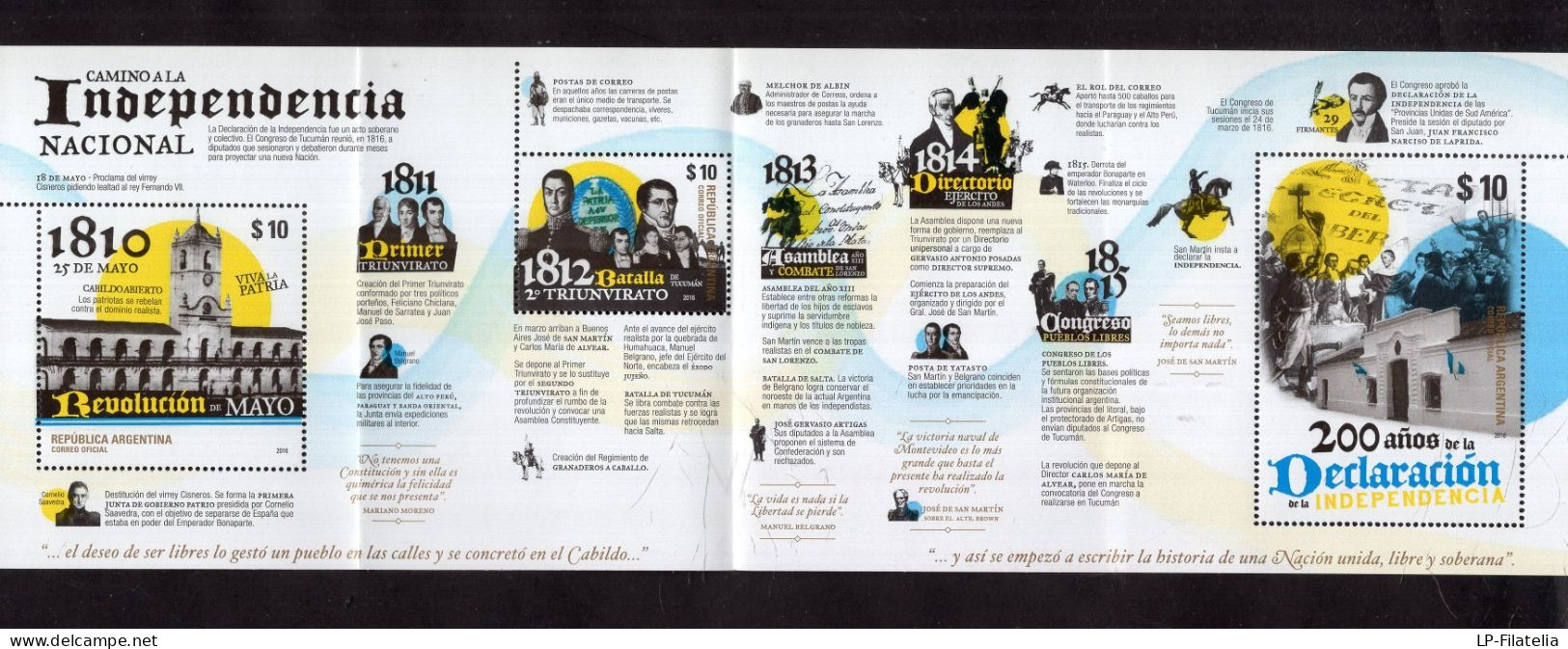 Argentina - 2016 - 200 Años De La Declaración De La Independencia. - Unused Stamps