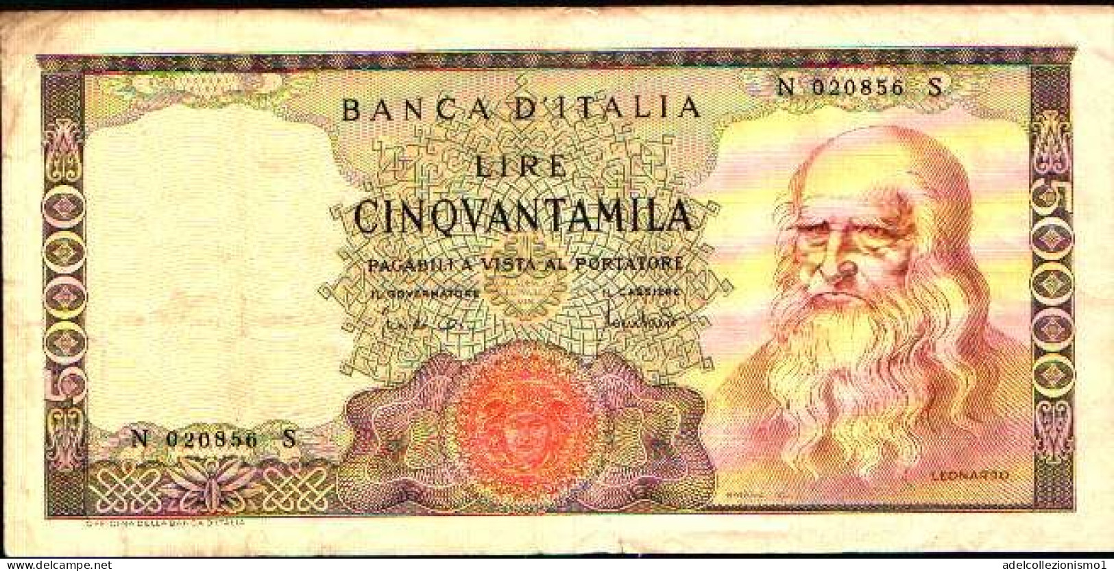 49482) BANCONOTA DA 50000 LIRE BANCA D'ITALIA LEONARDO DA VINCI 19/7/1970! - 50000 Lire