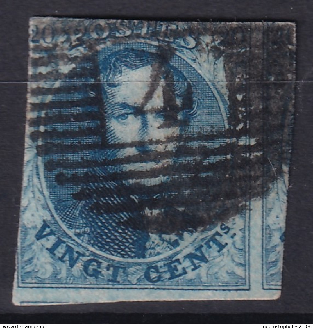 BELGIUM 1851/54 - Canceled - Sc# 7a - Ribbed Paper - 1851-1857 Medaillons (6/8)