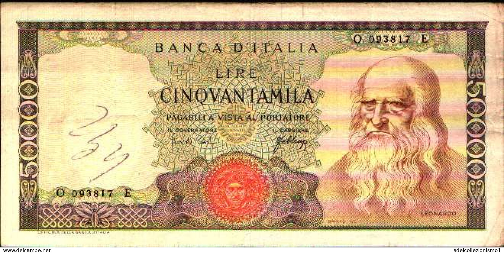 49485) BANCONOTA DA 50000 LIRE BANCA D'ITALIA LEONARDO DA VINCI 3/7/1967 - 50.000 Lire