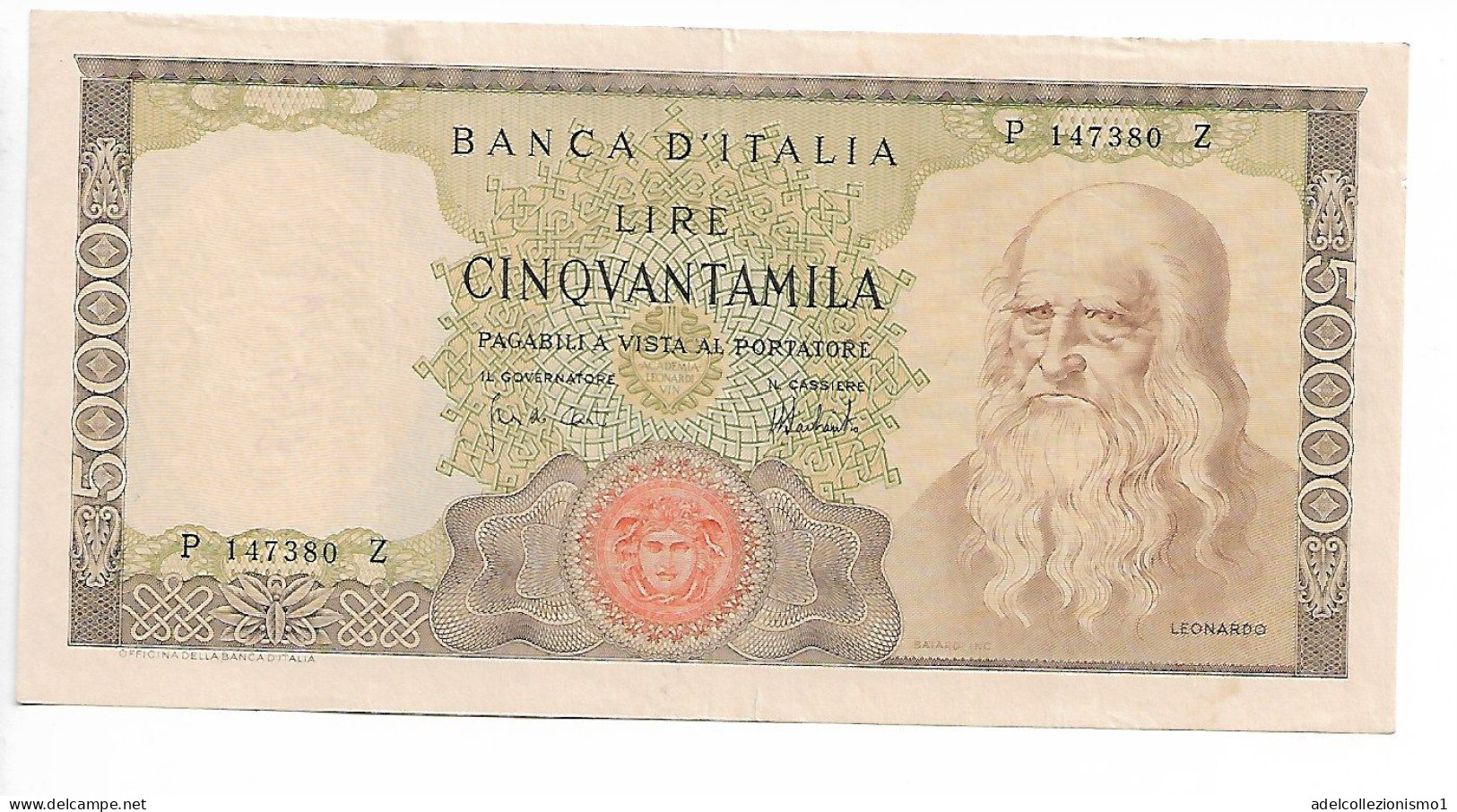 49487) BANCONOTA DA 50000 LIRE BANCA D'ITALIA LEONARDO DA VINCI 4/2/1974 - 50000 Liras