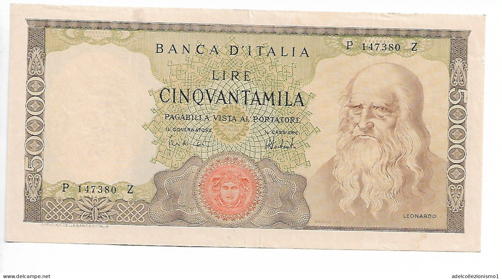 49487) BANCONOTA DA 50000 LIRE BANCA D'ITALIA LEONARDO DA VINCI 4/2/1974 - 50000 Lire