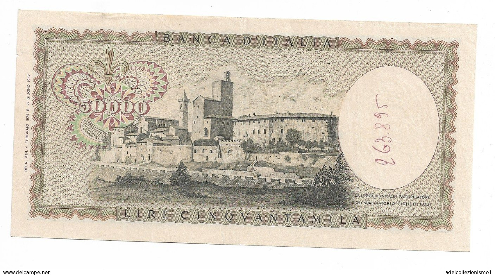49487) BANCONOTA DA 50000 LIRE BANCA D'ITALIA LEONARDO DA VINCI 4/2/1974 - 50.000 Lire