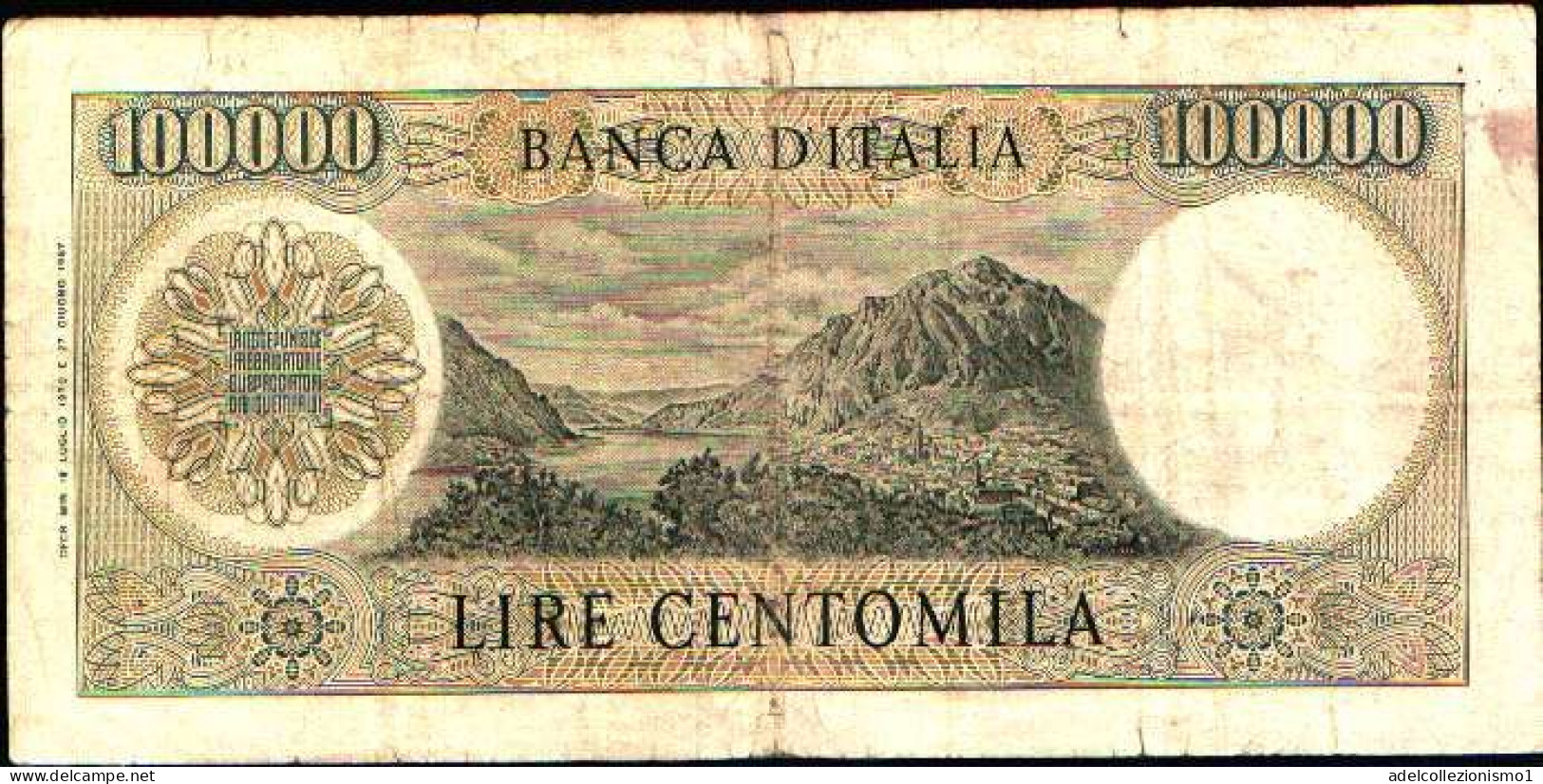 49488) BANCONOTA DA 100000 LIRE BANCA D'ITALIA MANZONI 19/7/1970 - 100000 Liras