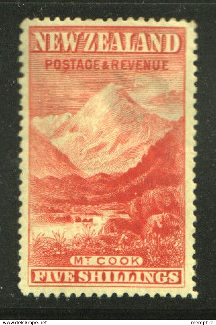 NZ 1899 Mt Cook 5/- No Watermark  SG 259  Hinge Remains Thin - Unused Stamps