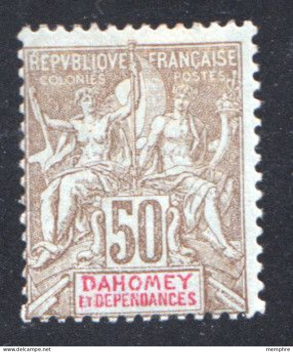 Dahomey Groupe 50 Cent Bistre Et Rouge Sur Azuré Yv 5* - Unused Stamps