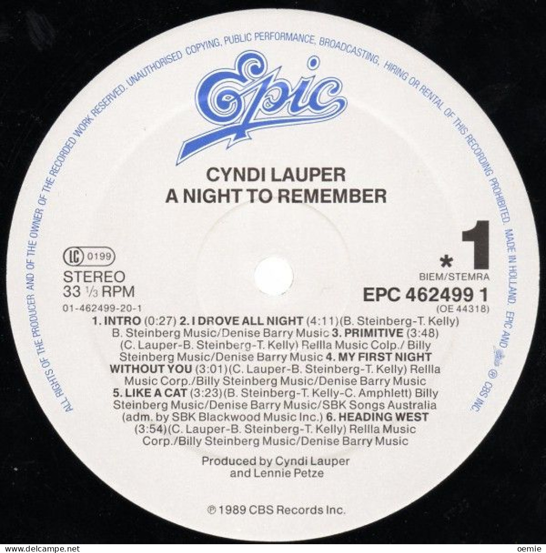CYNDI  LAUPER  °  A NIGHT TO REMEMBER - Otros - Canción Inglesa