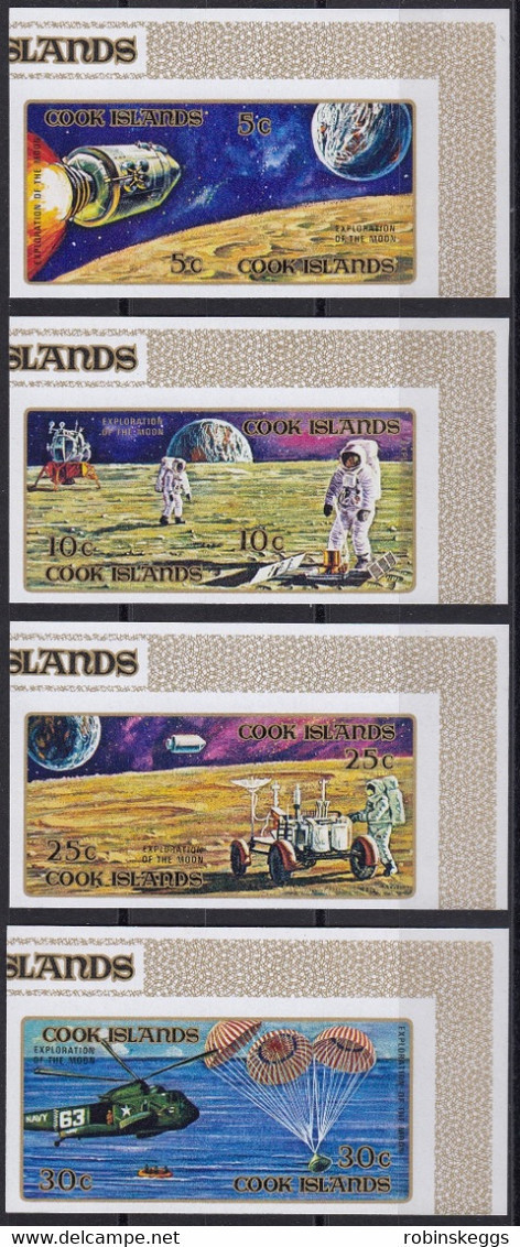 COOK ISLANDS 1972 Apollo Moon Exploration Flights, IMPERFORATE Set Of 4 Pairs MNH - Ozeanien