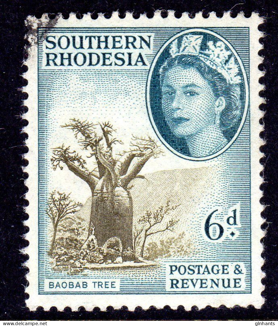 SOUTHERN RHODESIA - 1953 QEII DEFINITIVE 6d STAMP FINE USED SG 84 REF B - Southern Rhodesia (...-1964)