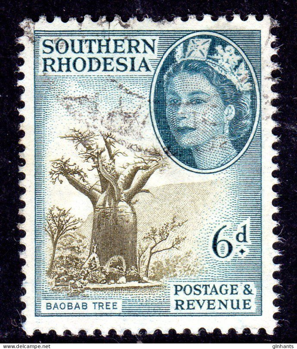 SOUTHERN RHODESIA - 1953 QEII DEFINITIVE 6d STAMP FINE USED SG 84 REF D - Southern Rhodesia (...-1964)