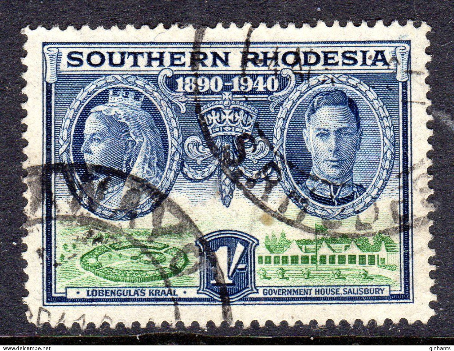 SOUTHERN RHODESIA - 1940 SOUTH AFRICA COMPANY ANNIVERSARY 1/- STAMP FINE USED SG 60 - Southern Rhodesia (...-1964)