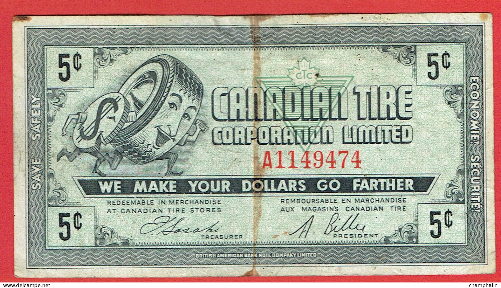 Canada - Magasins Canadian Tire - Billet Publicitaire Remboursable 5 Cents Années 60 - We Make Your Dollars Go Farther - Fictifs & Spécimens