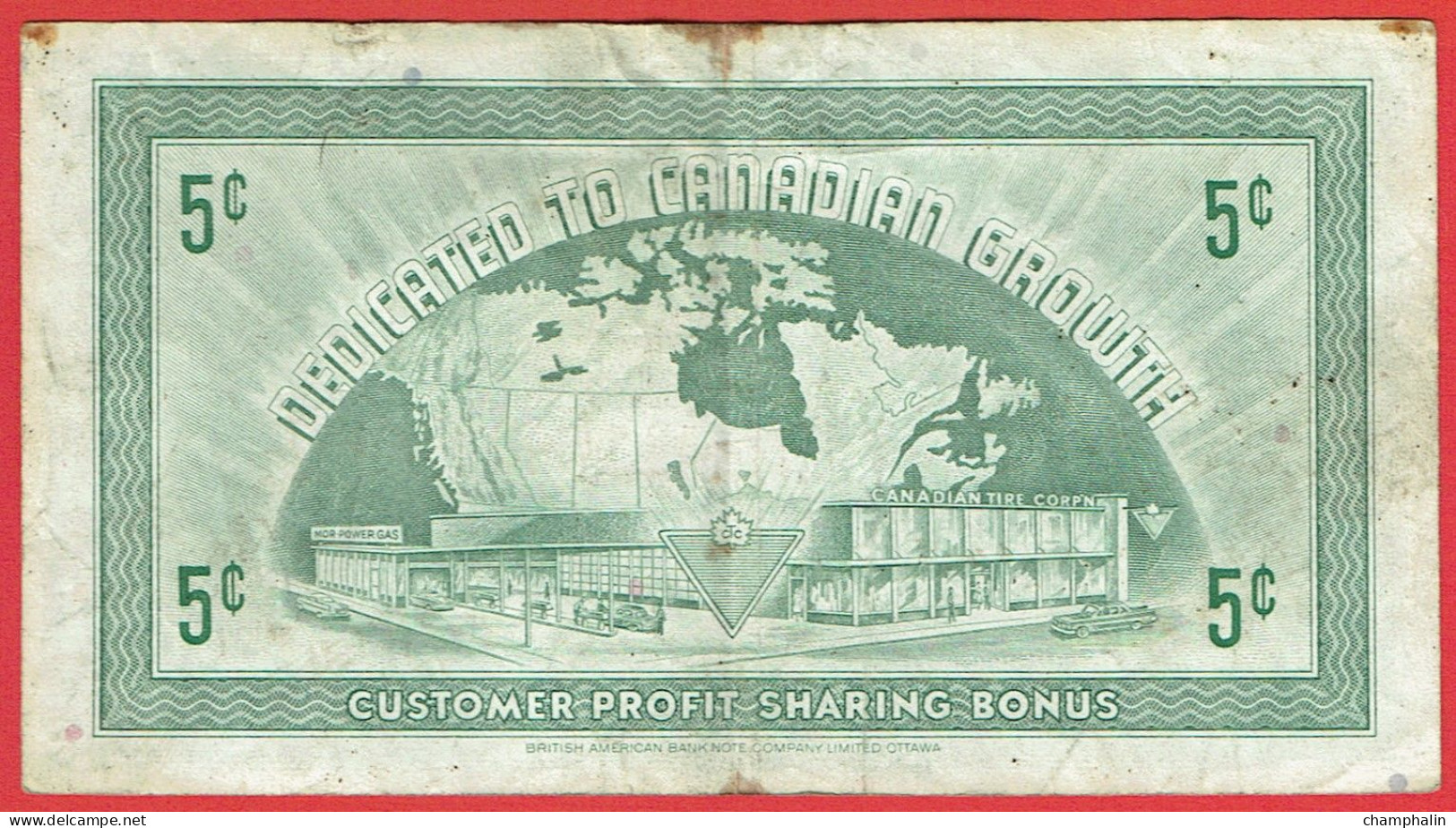 Canada - Magasins Canadian Tire - Billet Publicitaire Remboursable 5 Cents Années 60 - We Make Your Dollars Go Farther - Specimen