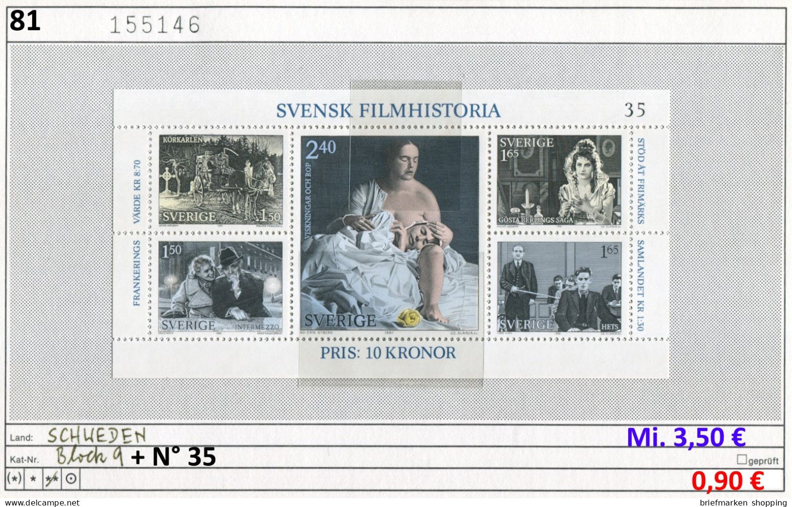 Schweden 1981 - Sweden 1981 - Suède 1981 , Michel Block 9 + N° 35  - ** Mnh Neuf Postfris - Blokken & Velletjes