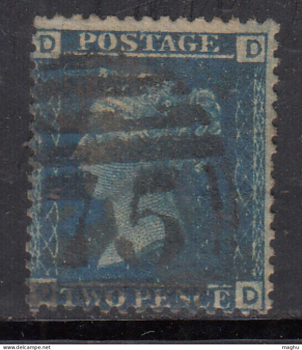 2d Blue Perf, Clear Cancellation Postmark, Great Britian QV Used, 1858> - Gebraucht