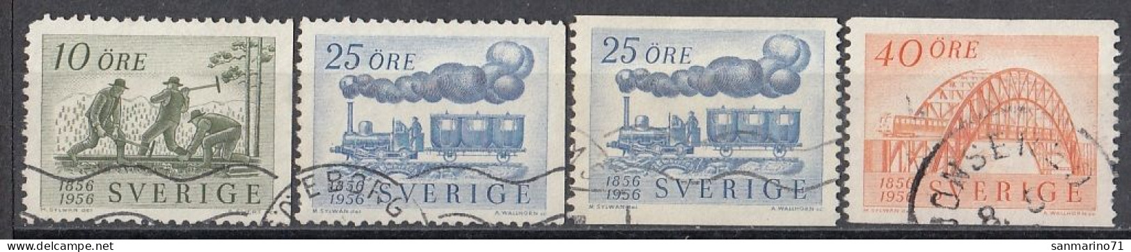 SWEDEN 418-420,used,falc Hinged,trains - Oblitérés