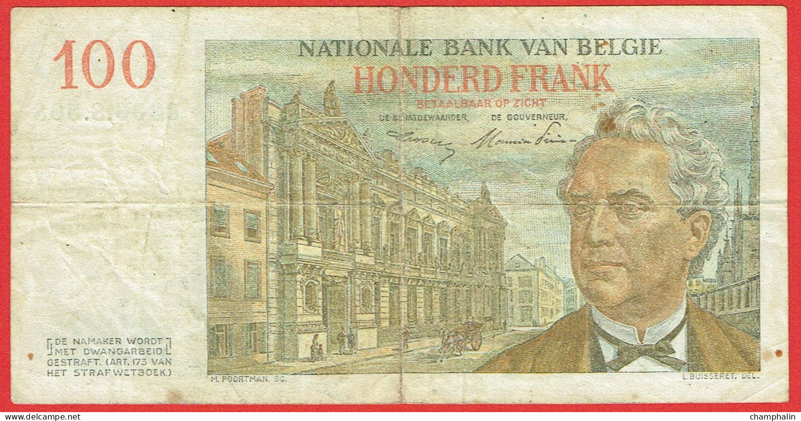 Belgique - Billet De 100 Francs - Léopold Ier - 19 Août 1952 - P129a - 100 Francs