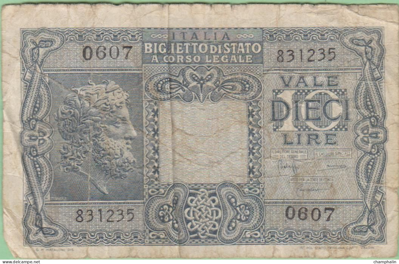 Italie - Billet De 10 Lire - 23 Novembre 1944 - P32c - Italia – 10 Lire