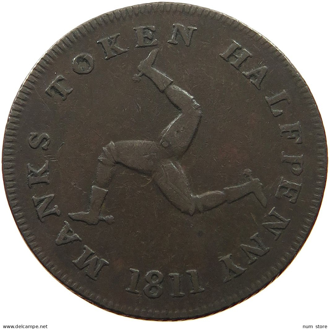 ISLE OF MAN HALFPENNY 1811 OFFICE DOUGLAS VERY RARE #t065 0093 - Île De  Man