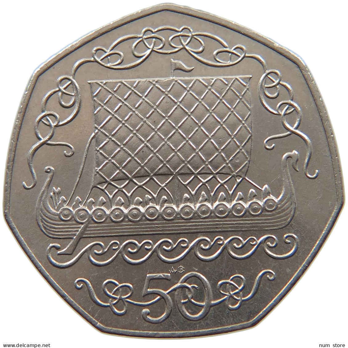 ISLE OF MAN 50 PENCE 1980 LONG BOAT #t005 0103 - Île De  Man