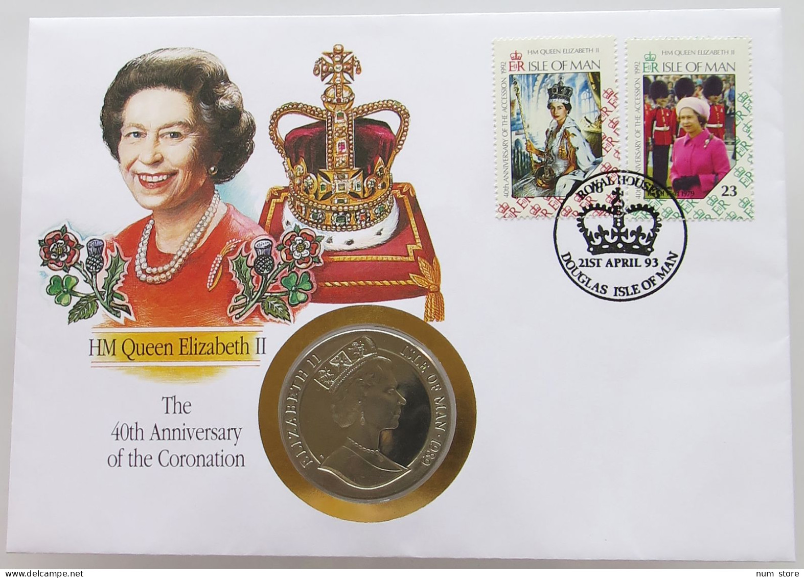 ISLE OF MAN NUMISBRIEF / STATIONERY CROWN 1989 Elizabeth II. (1952-2022) #ns01 0161 - Île De  Man