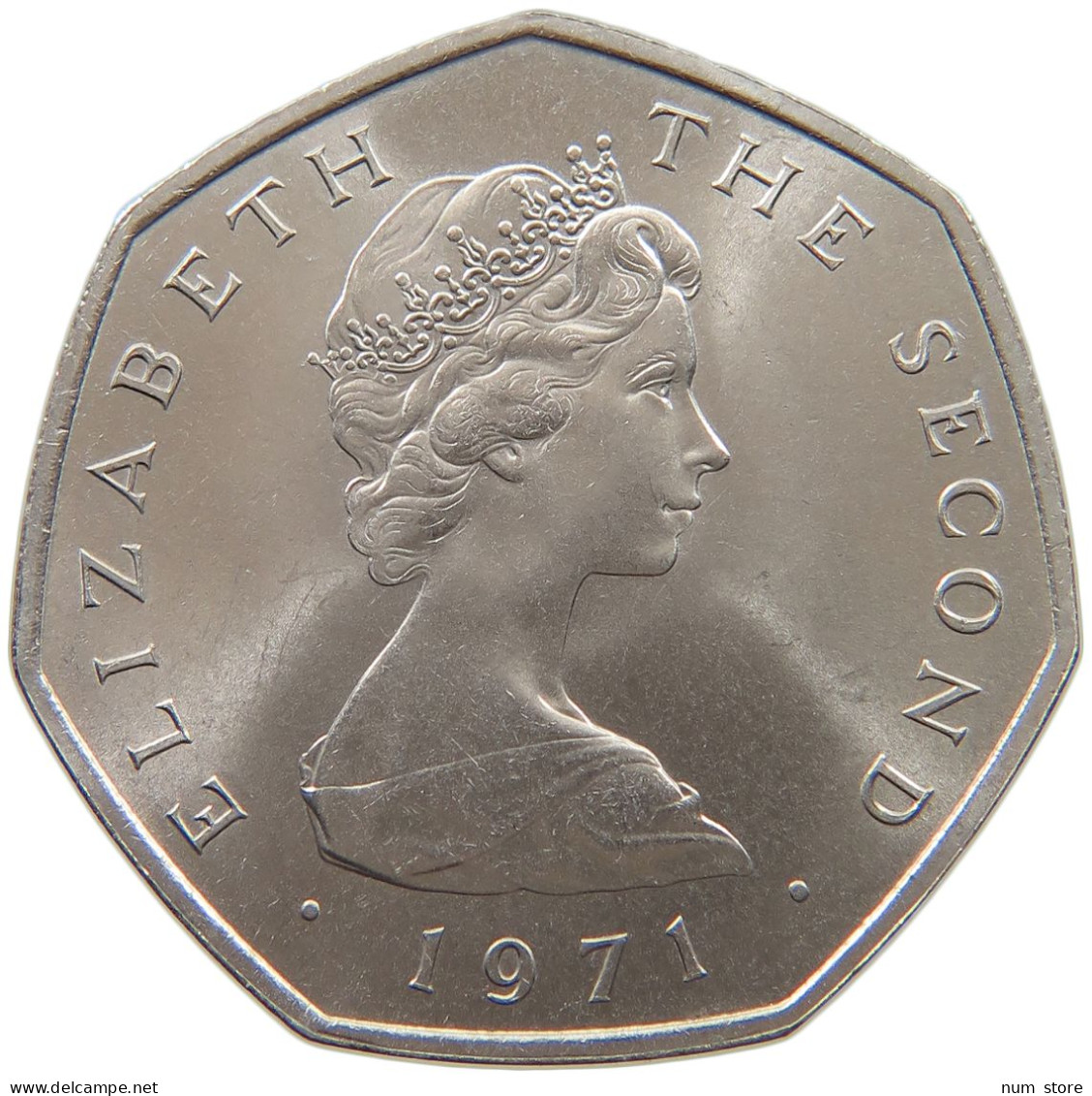 ISLE OF MAN 50 PENCE 1971 Elizabeth II. (1952-2022) #c006 0479 - Isle Of Man