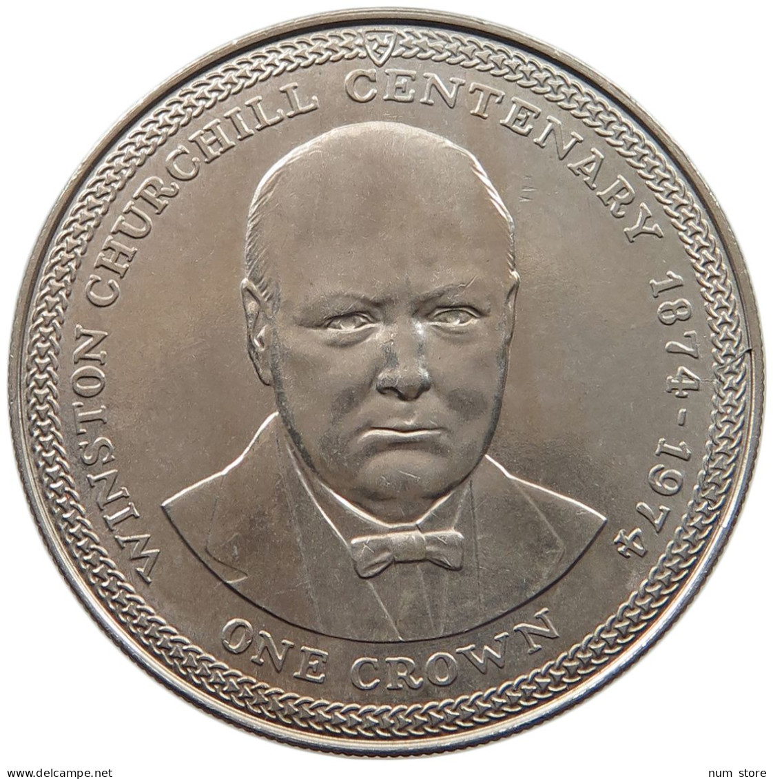 ISLE OF MAN CROWN 1974 Elizabeth II. (1952-2022) CHURCHILL #c005 0141 - Île De  Man