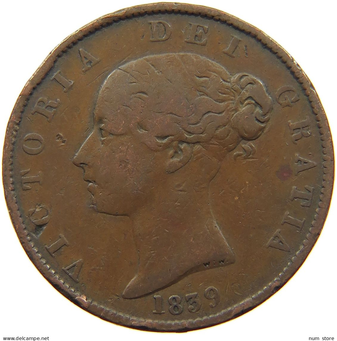 ISLE OF MAN HALFPENNY 1839 Victoria 1837-1901 #a092 0619 - Île De  Man