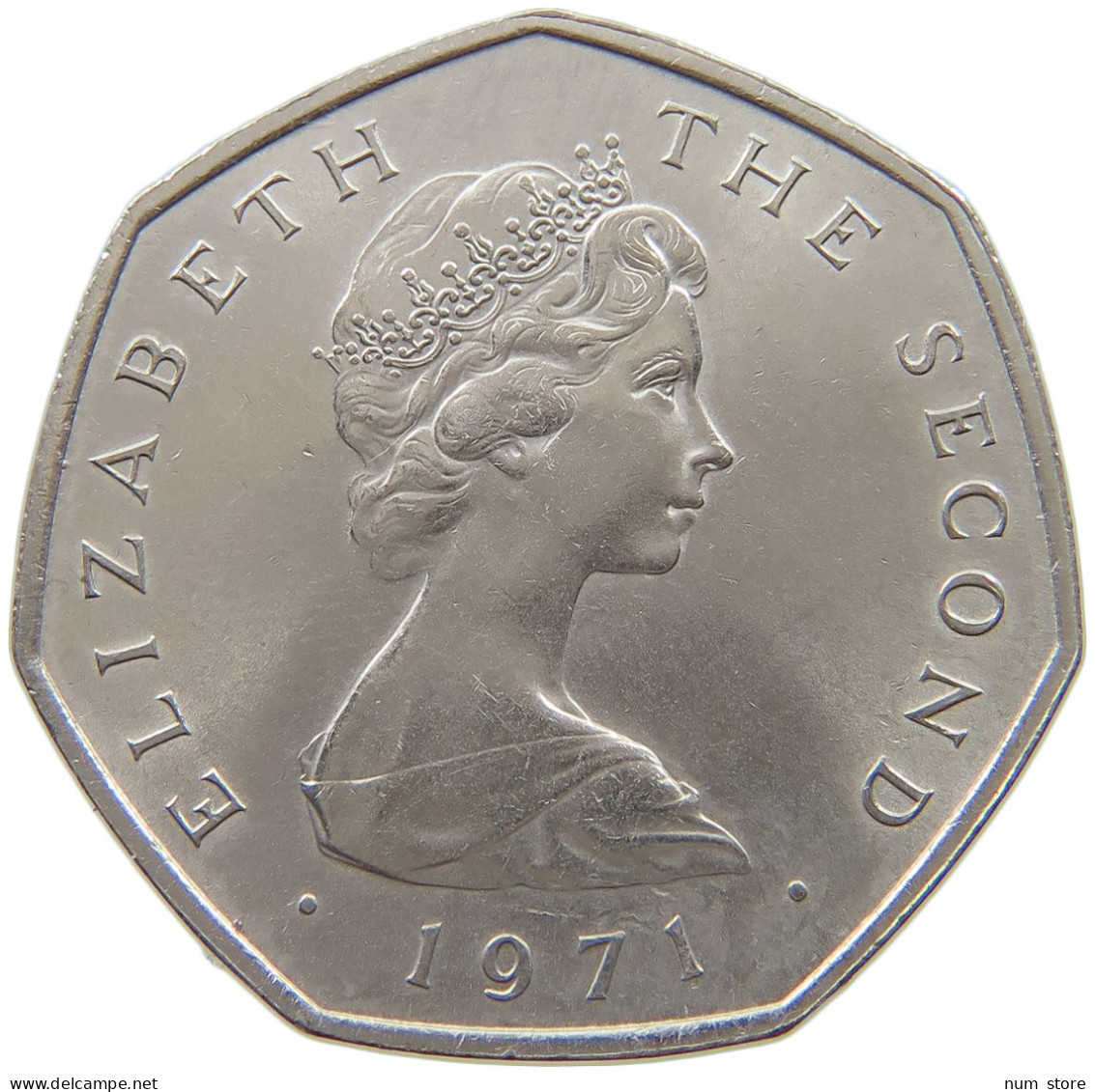 ISLE OF MAN 50 PENCE 1971 Elizabeth II. (1952-2022) #a013 0763 - Isla Man