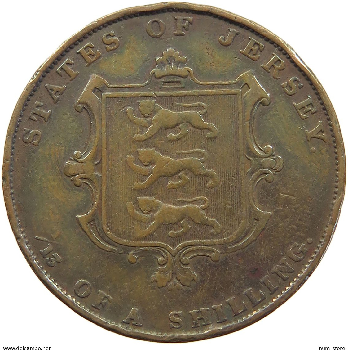 JERSEY 1/13 SHILLING 1851 Victoria 1837-1901 DOUBLE STRUCK 8 #c054 0249 - Jersey