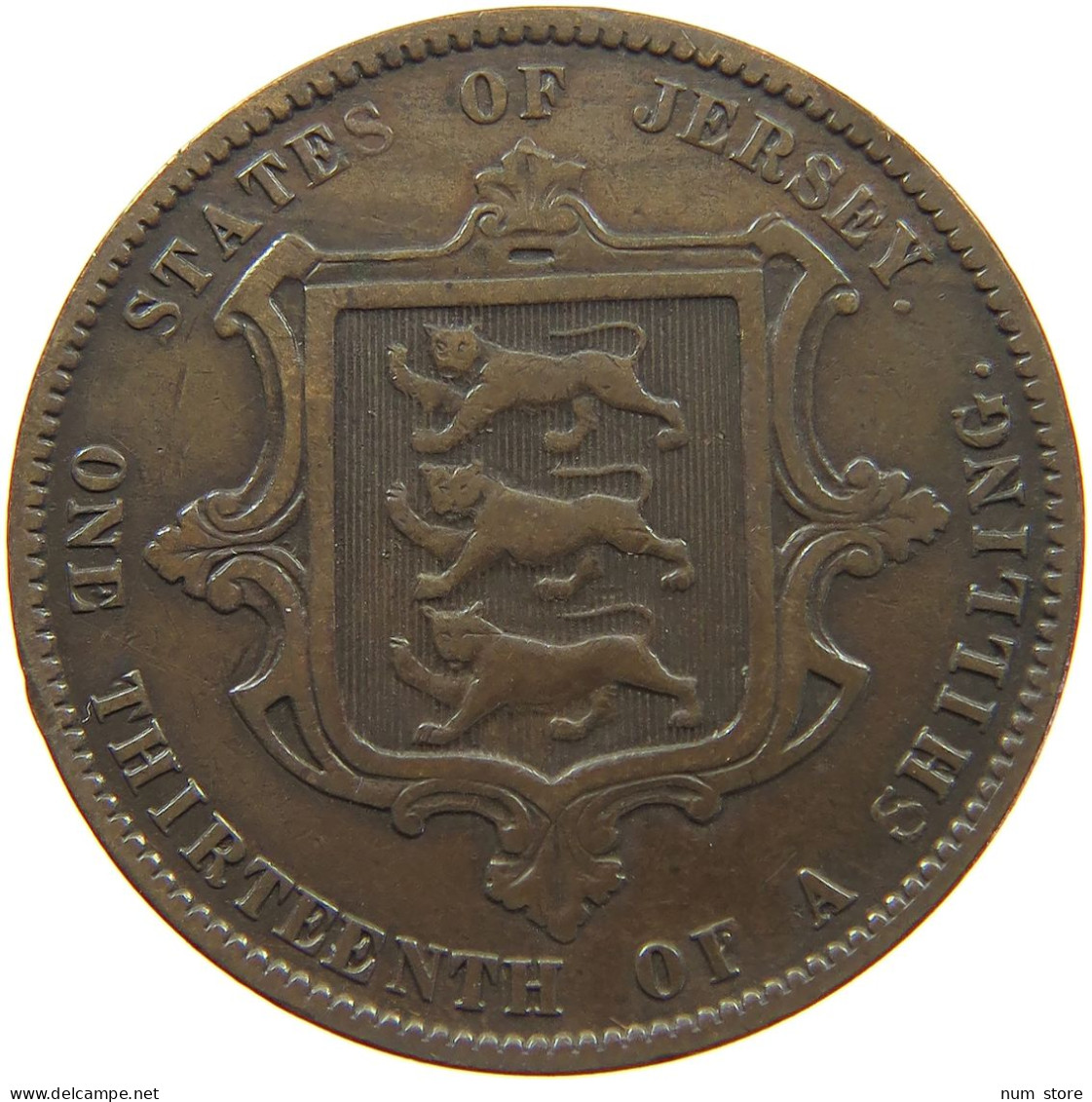 JERSEY 1/13 SHILLING 1870 Victoria 1837-1901 #c021 0047 - Jersey