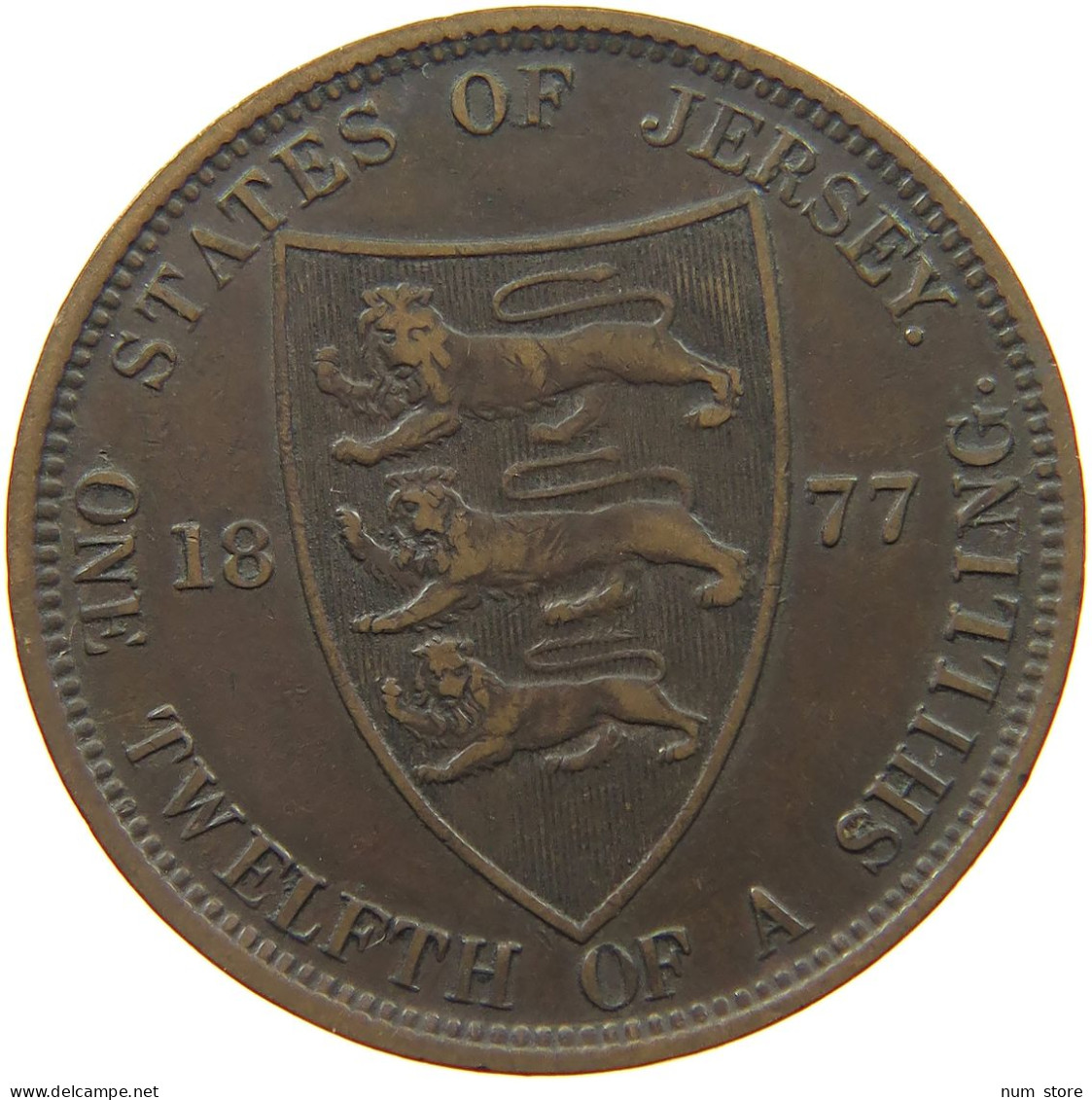 JERSEY 1/12 SHILLING 1877 Victoria 1837-1901 #c009 0201 - Jersey