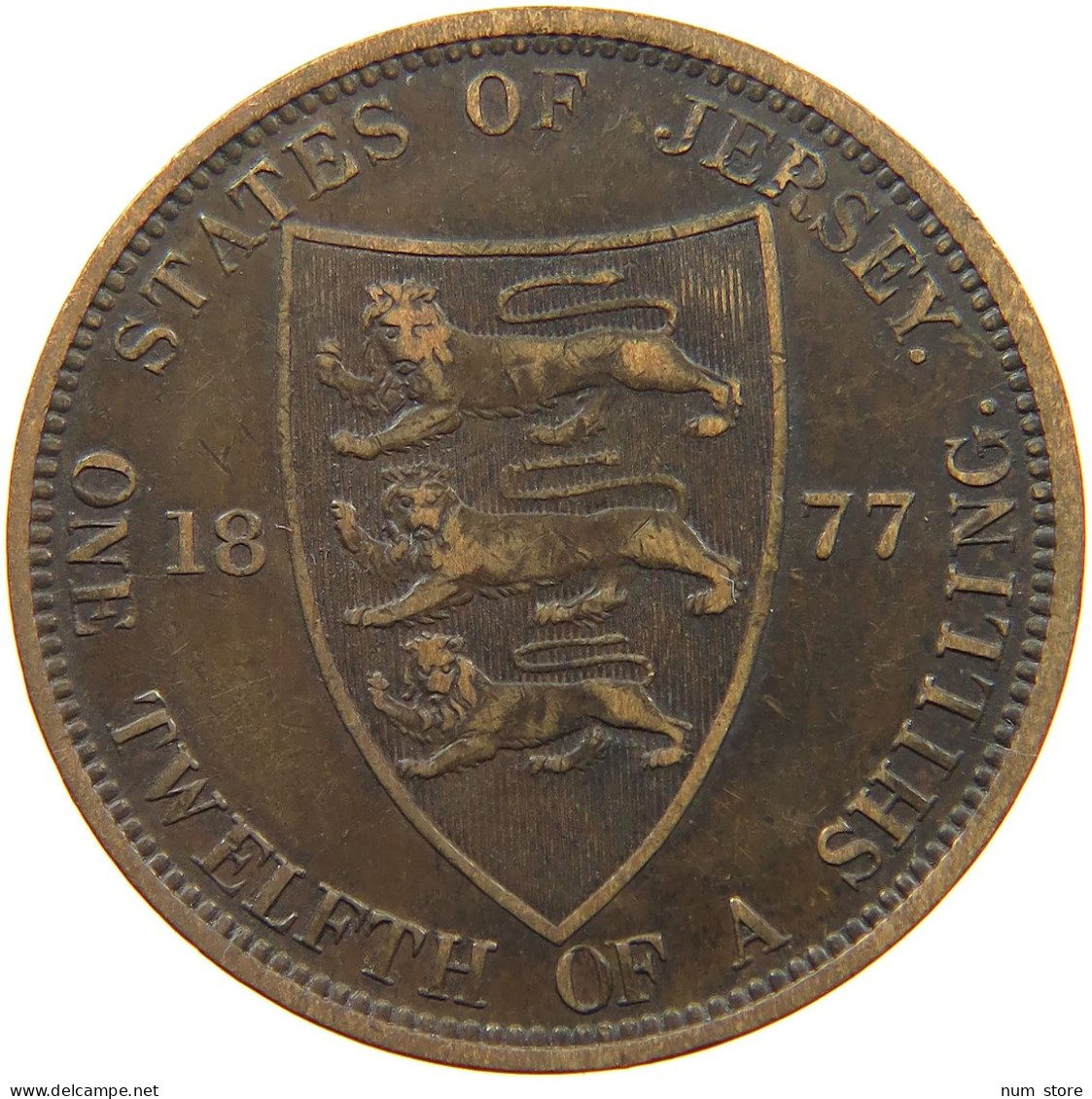 JERSEY 1/12 SHILLING 1877 Victoria 1837-1901 #a091 1049 - Jersey